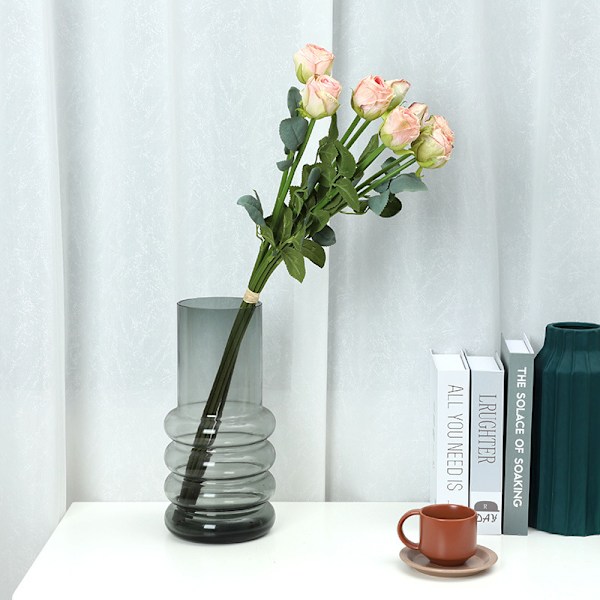 Languifang 8-Hoders Rust Rose Buketter Bryllup Simulering Blomst Hjem Dekorativ Falske Blomster Dekorasjon Kunstig Rose Bukett Spring Wine Red