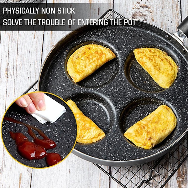 Speciell Gryta för Äggdumplings Fyra Hål Stekpanna Kärlek Hushåll 28cm Non Stick Stekanvändning (Som Visas) {GKS}
