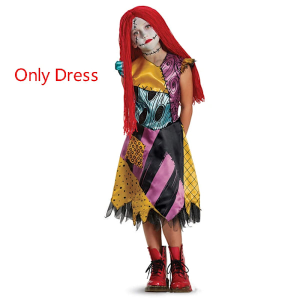 Nightmare Before Christmas Horror Sally Cosplay-dräkt Baby Girls Halloween Maskeradfest Jack Skellington Klänning för barn Sally Sally 110(3T)