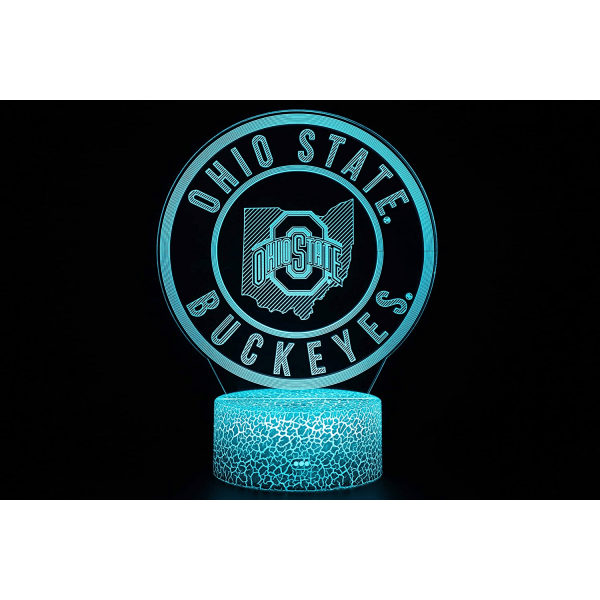 3D Illusion Night Light Ohio State Team Logotyp Fotboll Sport Fan Lampa för kvinnor Män Flickor Pojkar