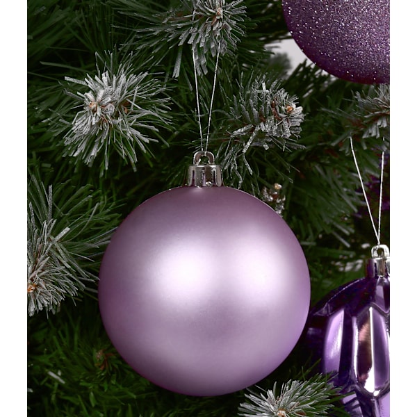 Lilla julekuler, plast, 6cm juletrepynt, 16 stk. lila