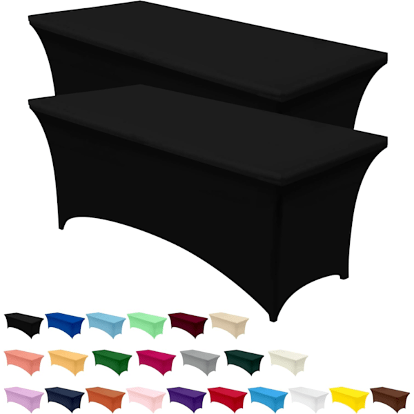 Köksstretchduk 10-pack [180 cm, Svart] 190GSM Stretch Bordduk Passande Omslag Rektangulär Black
