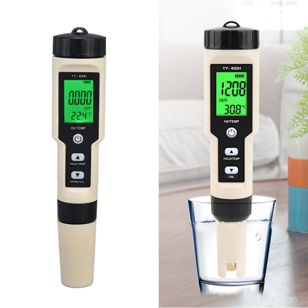 Digitalt hydrogenmeter, højpræcisions pen-type H2-meter vandkvalitetstester med ATC, temperaturtestermeter til drikkevand