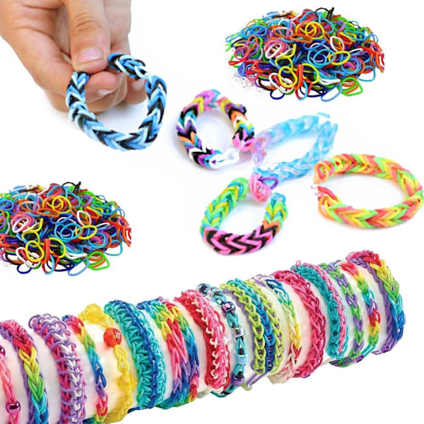 Loom Bands sett 10 000 strikk - Lag dine egne armbånd og figurer - Perfekt