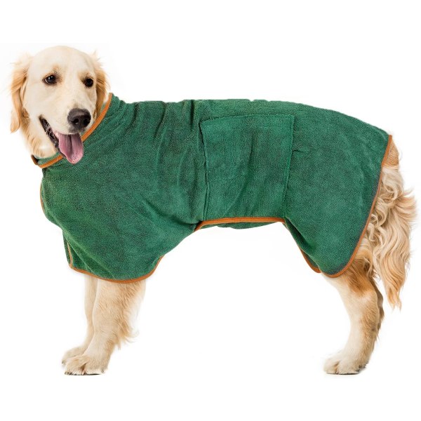 Gray Microfiber Dog Bathrobe - Paw Towel, Dog Towel with Adj