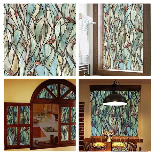 Vindufilm med statisk klistrefolie 3D dekorativ blomster vindufilm farget vinyl vindudekalkoman WP1058 WP1058 45x500cm WP1058