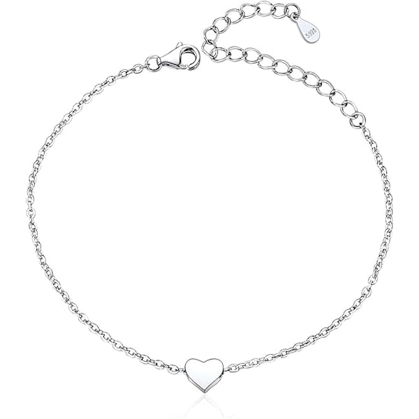 Minimalistisk armbånd i 925 sterlingsølv med hjerte, måne, stjerne, bar og lotus for kvinner, 16cm + 5cm (forlengelse)