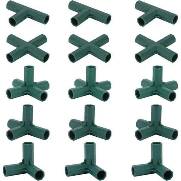 15 st Växthusramskopplingar, Trädgårdsramhörnkopplingar, 16 mm propellerstång, 4 typer Kraftiga Stabila Fästen för Växthus