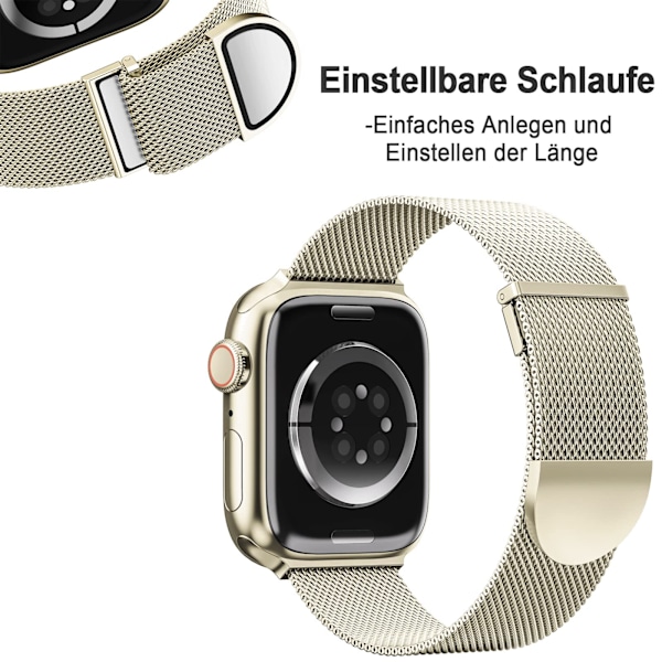 Armband Kompatibelt med Apple Watch Armband 40mm 41mm 38mm för Kvinnor/Män, för iWatch Series 8 7 6 SE 5 4 3 2 1, Champagne Guld