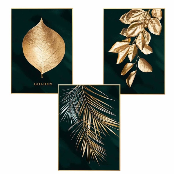 Set med 3 designaffischväggbilder, skogens gyllene löv P