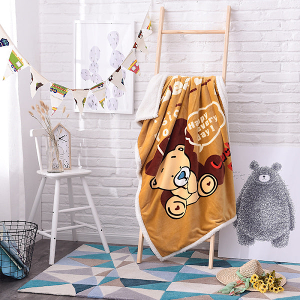 Autumn and winter Baby Baby Cartoon Berber Fleece blanket for children Coffee bear