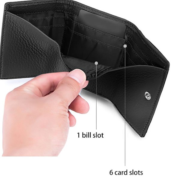 Mini plånbok plånböcker, herrplånbok i äkta läder black