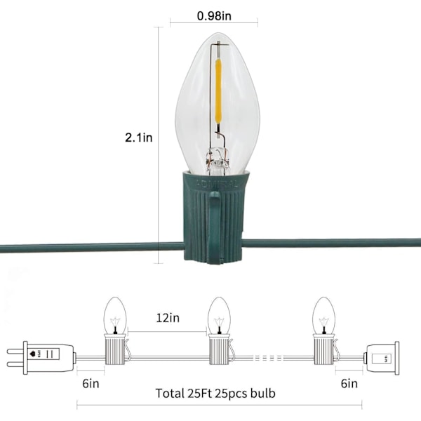 Pallerina C7 LED Julbelysning 7,6 m Flerfärgad Jul Snö Clear Light