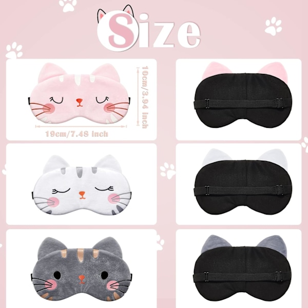 Söta ögonmasker för sömn 3 stycken Cartoon Hundansikte Ögonöverdrag Rolig Djur Katt