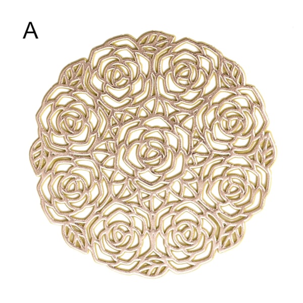 YISHI Runde Drikkebrikker, 6 stk Rose Hul PVC Br gold One-size 6pcs