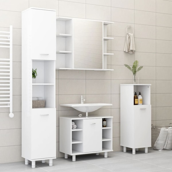vidaXL Badeværelsesskab Hvid 30x30x179 cm Konstrueret træ White White