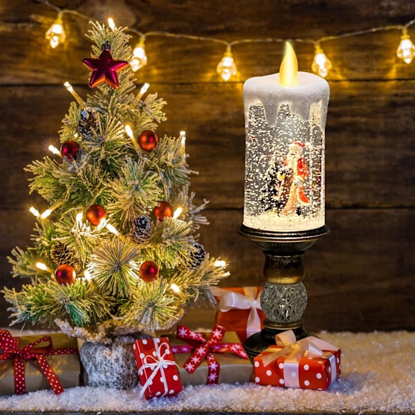 Flamlös Ljus Snöglob USB Batteridriven Glöd Roterande Vatten Flimrande Ljus Jul för Hem Inomhus och Utomhus Dekoration A