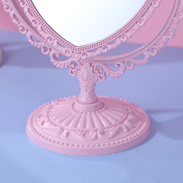 2 sidor Hjärtform Roterande spegel - rosa
