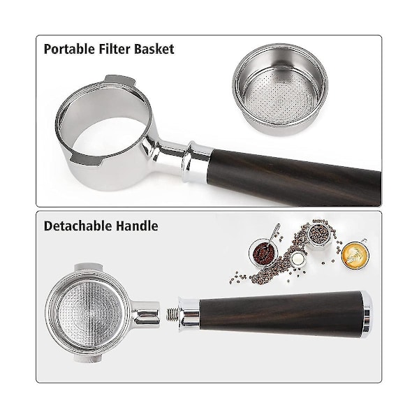 51 mm:n portafilter Ecp3420/ec155/bco430/ec260 -malleihin, 51 mm:n pohjaton portafilter 2 korvan kahvalla - Jnnjv