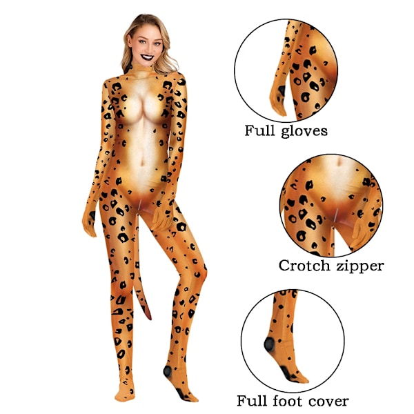 Zawaland Djurdjurdräkt Par Snow Wolf Kostym med Svansklyka Blixtlås Halloweenfest Cosplay Outfit Förklädnad Zentai Body B273-1020 B273-1020 L