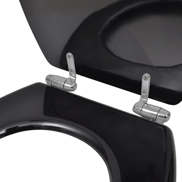 vidaXL Toalettlock med Soft Close MDF Svart Black Black