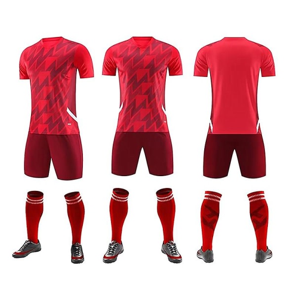 Nytt mode fotbollströjor set för vuxna och barn fotboll T-shirt och shorts Pojkar Futbol träningsdräkter Löpsportkläder 3XL Red(77664)
