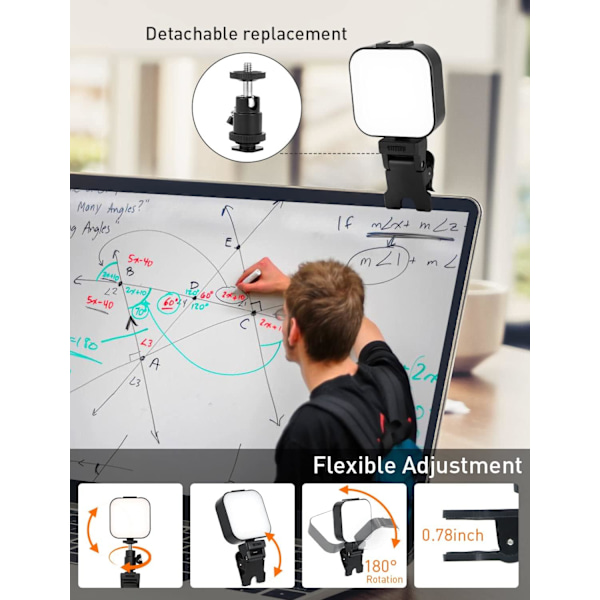64 LED Oppladbar Selfie-lys - 5 Lysmoduser Telefon Ringlys Mini Bærbar Clip-on Fylllys[GKS]