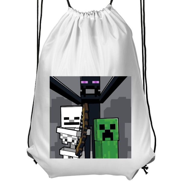 Gym bag barn i hvit farge med Minecraft hvit white Children