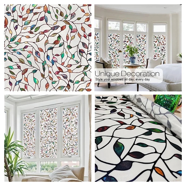 Vindufilm med statisk klistrefolie 3D dekorativ blomster vindufilm farget vinyl vindudekalkoman WP1058 WP1058 45x500cm WP1058