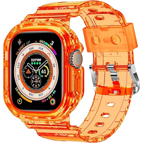 Compatible with Crystal Clear Apple Watch Bands 45mm 44mm 42mm with Bumper Protector for Men and Women Jelly Sport Case and Band