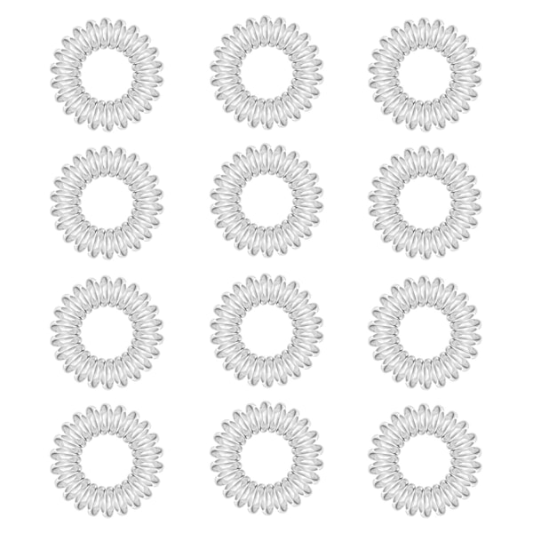 Spiralhårband, 12 st Transparenta Hårspolar i Plast, Spiralhårhållare, Telefonsladdspolar, Hårklämmor Set för Kvinnor och Flickor