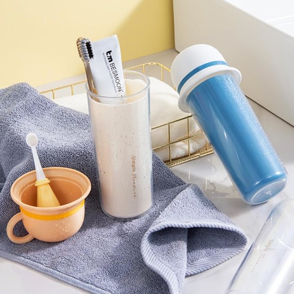 Resemouthwashkopp för resor, bärbar tre-i-ett rese-munsköljkopp, tandvårdssats