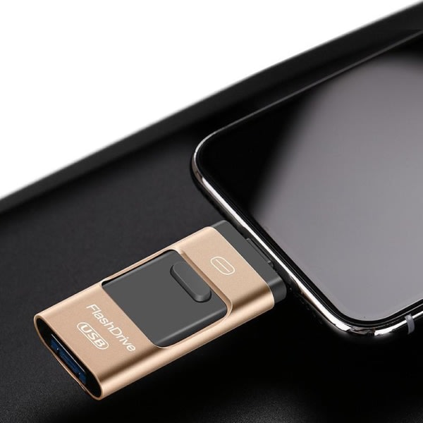 USB-minne för Android och iPhone 32GB Guld dd61 | Fyndiq