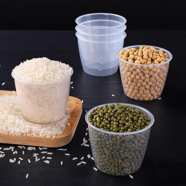 5-pakning 160 ml Ris Målebeger, Klar Riskokerbeger, Målebeger for Ris og Tørre Ingredienser, Erstatningsrisbeger [GKS]