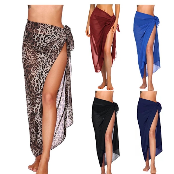 Lang Sarong Cover Up Kvinder Chiffon Strand Wrap VINRØD blue