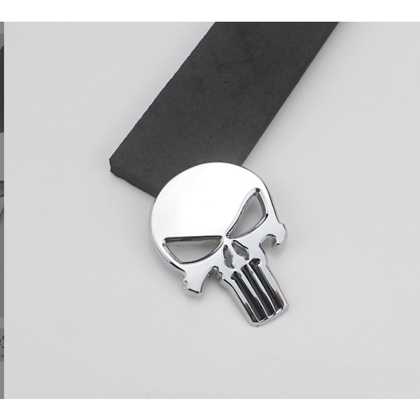 Punisher bil logo hodeskalle bilklistremerke metall modifisert karosseriklistremerke sideklistremerke haleklistremerke (sølv svart munn)