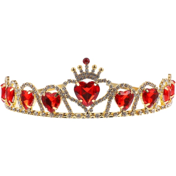 HHL Red Heart Tiara Descendants Heart Crown Hår Smycken Bröllopskrona för brud