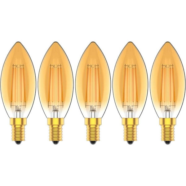 LED Ljuskällor E14 4W, Glödlampa Motsvarande 30W, 2200K Varmvit, 300lm, Cri80+, Liten Skruvsockel, Ljuskrona LED-lampor, 5-pack