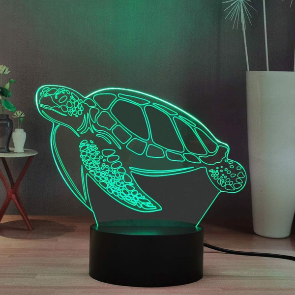 Animal 3D LED Night Light, Sköldpadda Tecknad Inredning Bordslampa, Smart Touch & Remote Control Nattlampa, Bästa födelsedagspresenten (Sköldpadda)