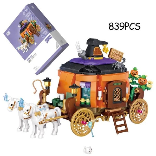 Byggeklodser MOC Hytte Hus Græskar Happy Halloween Dekoration Klodser til Drenge Børn Legetøj Halloween Gave