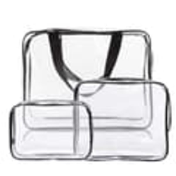 Transparent makeup taske, 3-pak