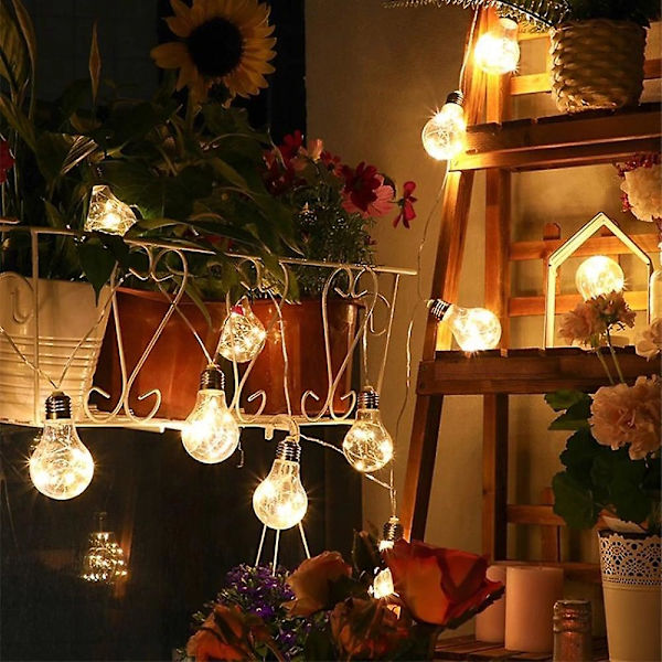 Kobbertrådslampe Stringlys 4m 10leds Fe-Lys Batteri Have