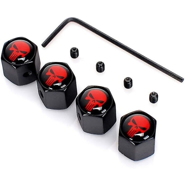 4 st Stöldskyddsventilkåpor, Däck Hjul Bil Auto Caps Ventiler Cover (röd/svart)