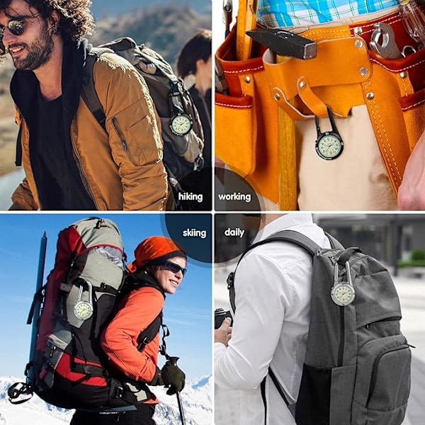 2 stk. Clip-on quartz ur lommeur rygsæk fob bælteur lyser i mørke【GKS】