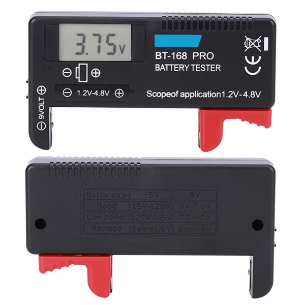Batteritestare, BT-168PRO Digital LCD Batteritestare 1,2V-4,8V Batteritestare för små knappceller, AAA, AA batteri