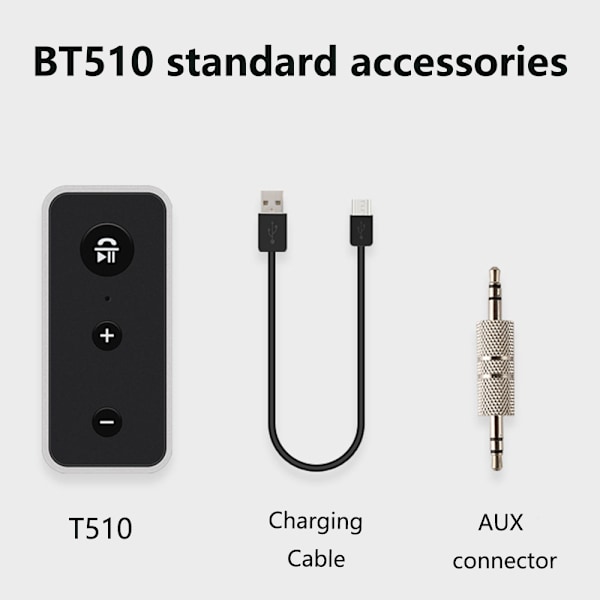 Bluetooth 5.0 aux adapter, modtager til lydbilkit, bærbar