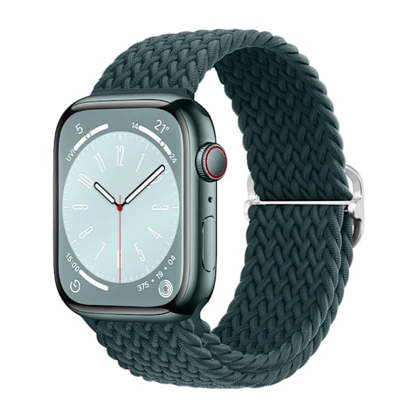 Flätad ögla för Apple Watch Rem 44mm 40mm 45mm 41mm 42mm 38mm 49mm Elastiskt Solo armband iWatch series 9 se 7 5 6 Ultra2 Band 47. Rainforest Green 47.Rainforest Green 38mm 40mm 41mm