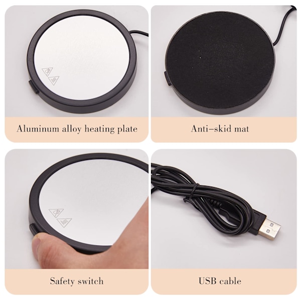 Kaffekrusvarmer til skrivebord, USB kaffekopvarmer kaffe te mælk drik, varmeplade til at holde varm