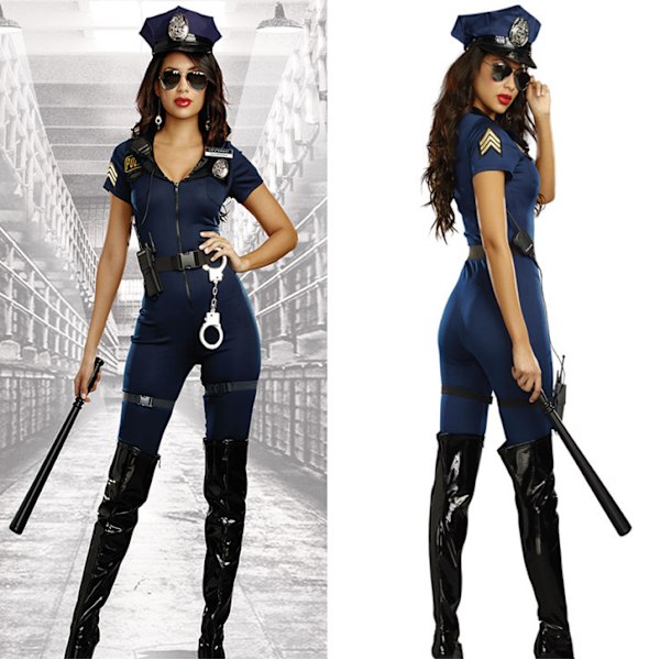 Voksen Kvinne Politi Kostyme for Halloween Dress Up Party S