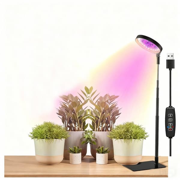 LED Plantegrowlight (Angel Ring) — Velegnet til sukkulenter, sort, dimensioner 19x14x2 cm